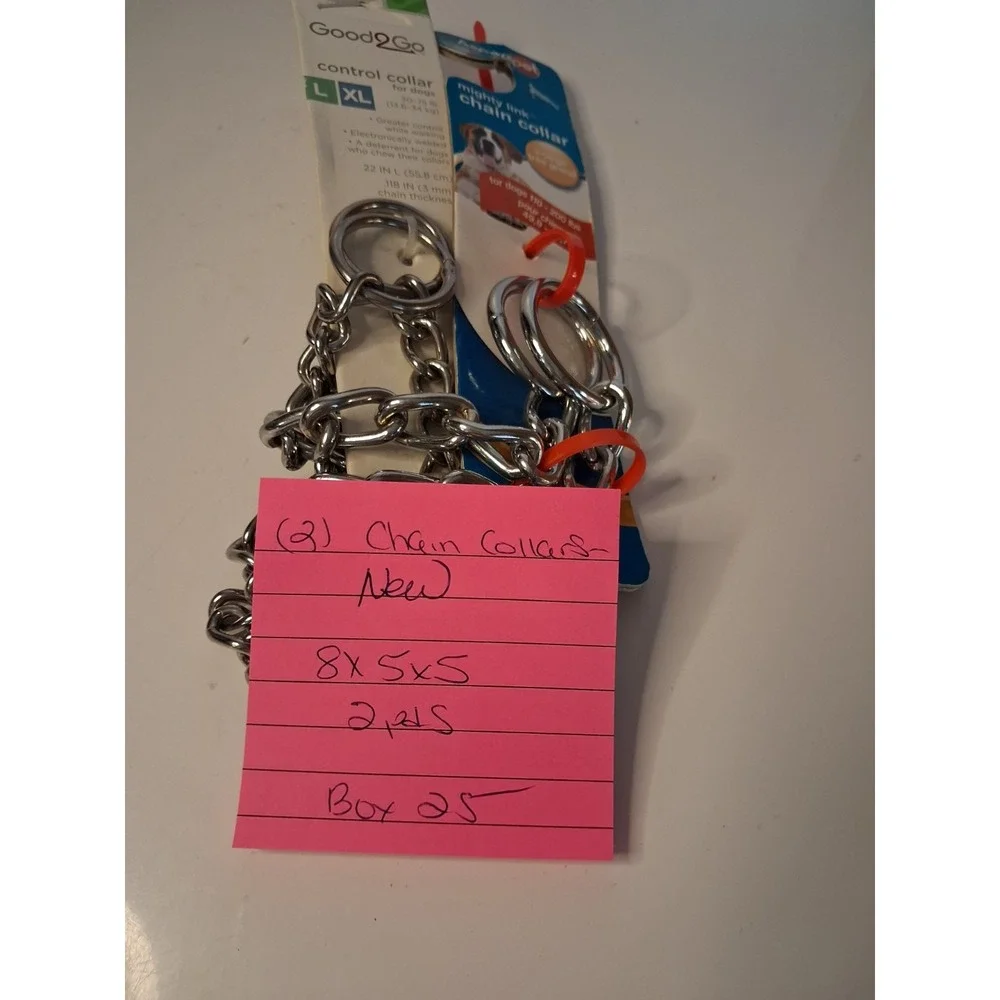 2 Aspen Pet Mighty Link & Good2Go Metal Chain Dog Training Collar L/XL 24